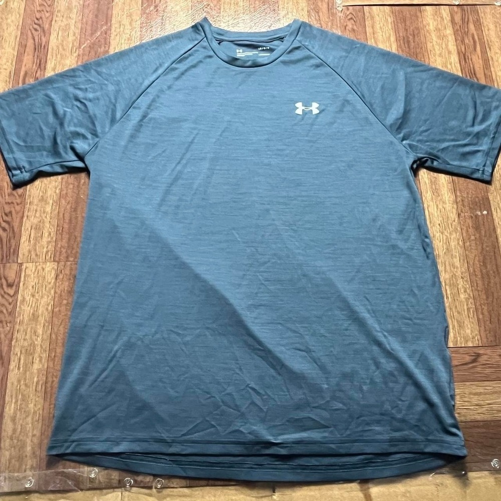 Under Armour Blue‎ Heat Tech Retro Running Train Shirt Large